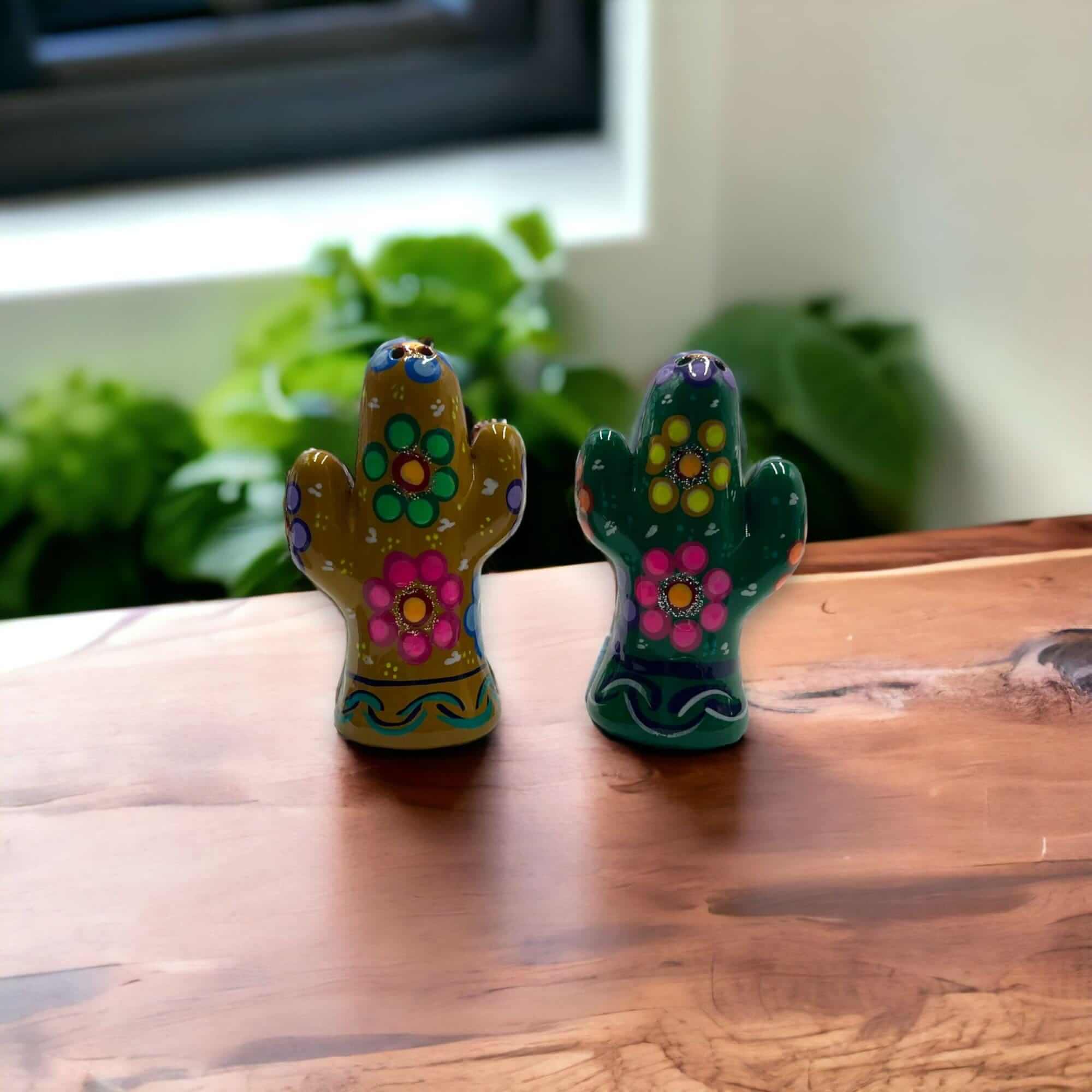 Talavera Cactus Salt & Pepper Set | Handmade Mexican Pottery - Image 3