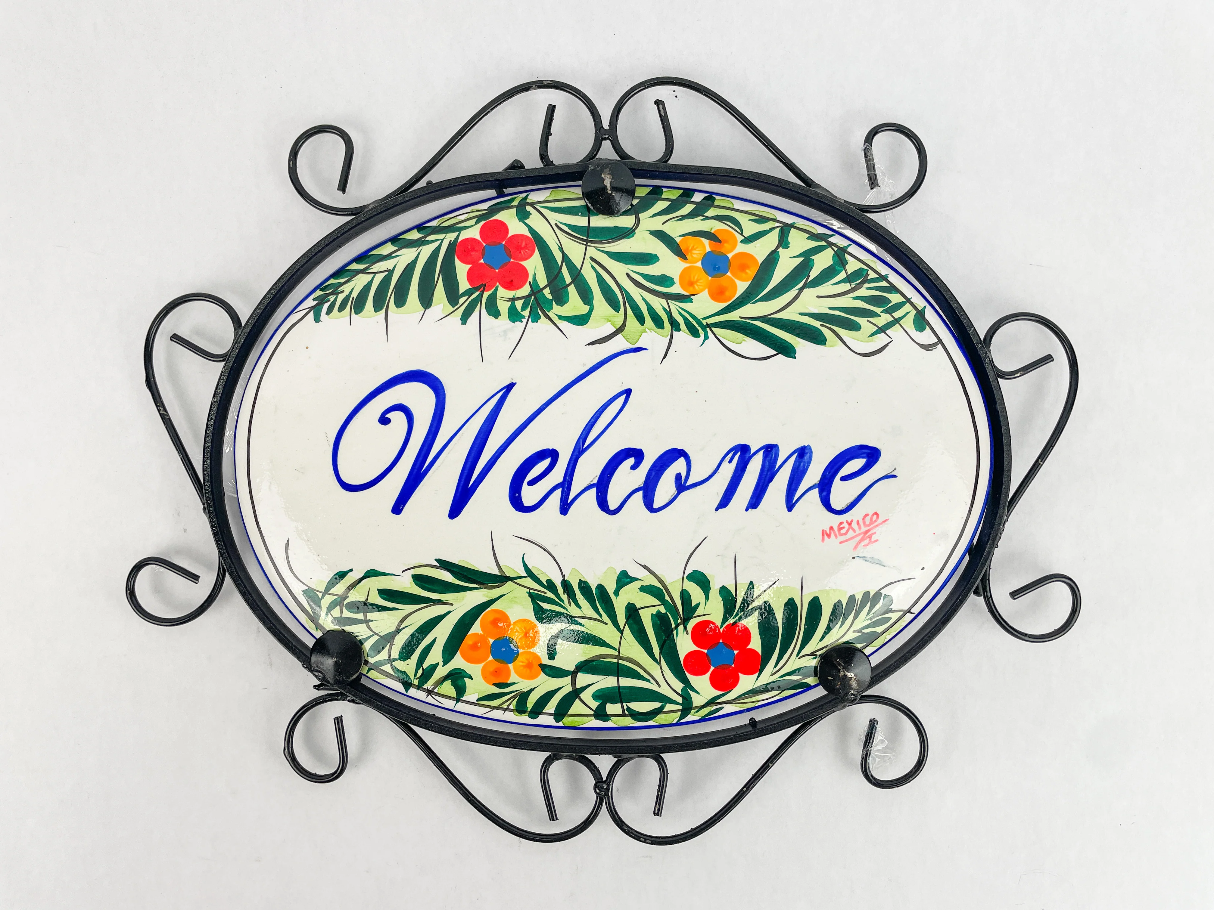 Talavera Wall Decor Mexican Ceramic Wall Art With Metal 13 15 Inches Welcome Bienvenidos Colorful - Image 4