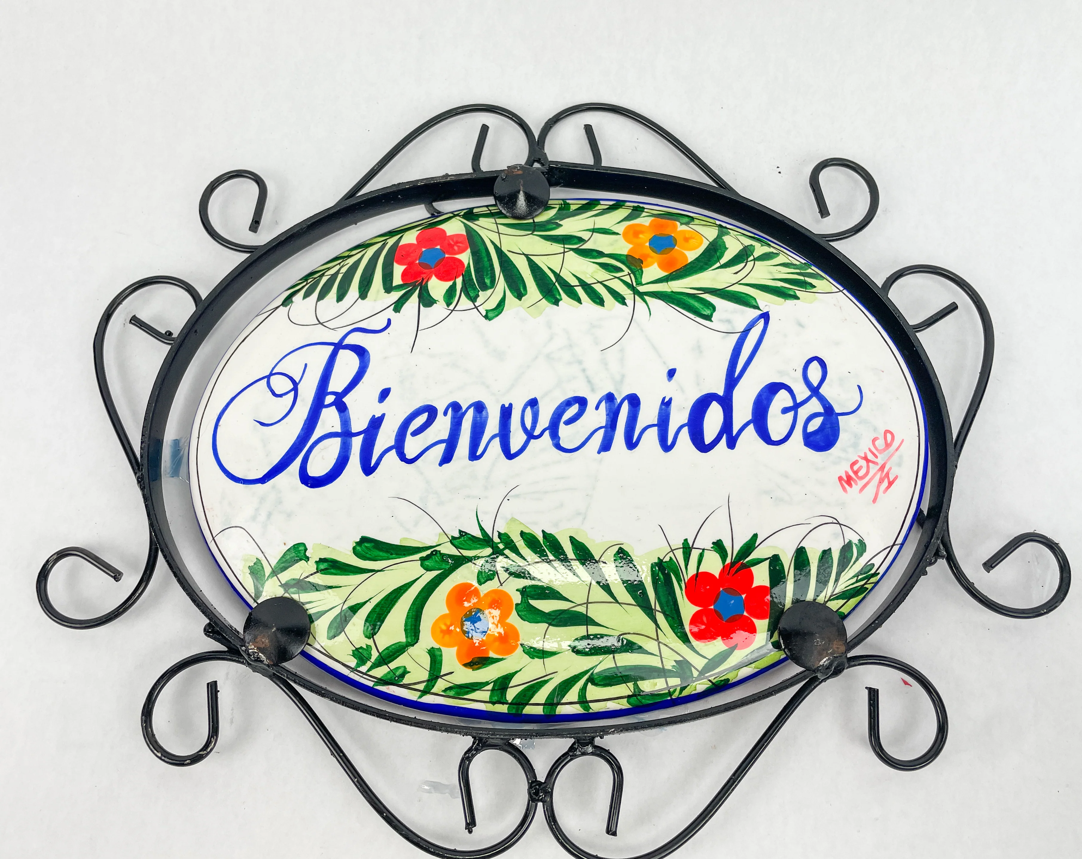 Talavera Wall Decor Mexican Ceramic Wall Art With Metal 13 15 Inches Welcome Bienvenidos Colorful - Image 9