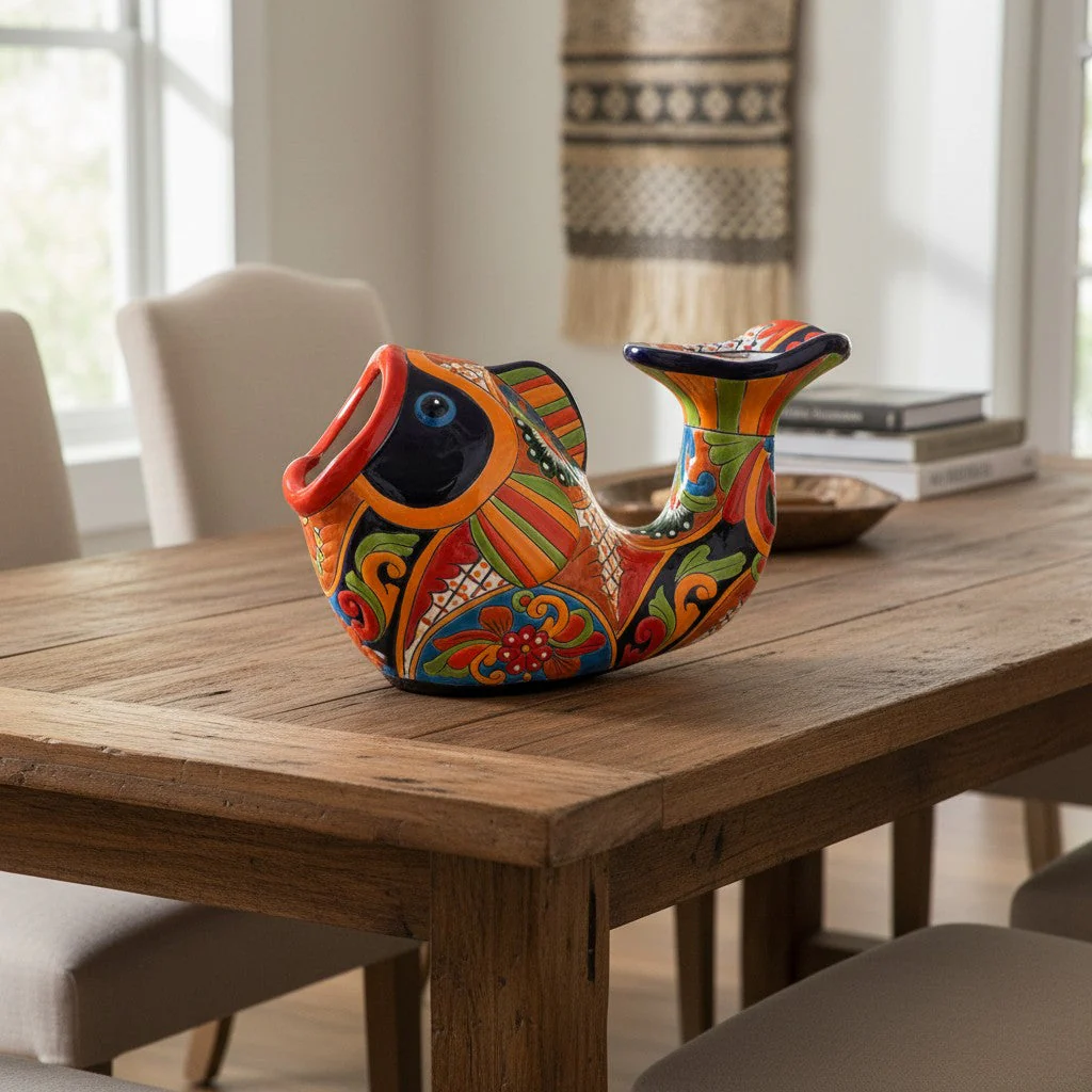 Talavera Fish Planter | Hand-Painted Mexican Ceramic Decor - Image 2