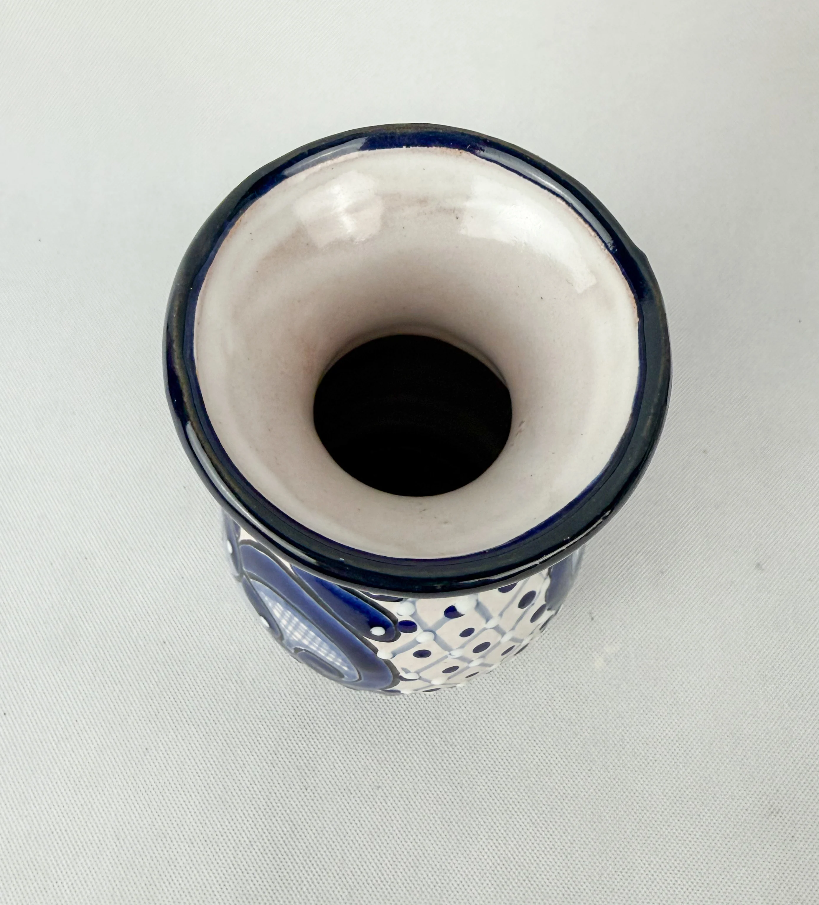 Talavera Flower Vase 10 Inch Blue And White Colorful - Florero - Image 2