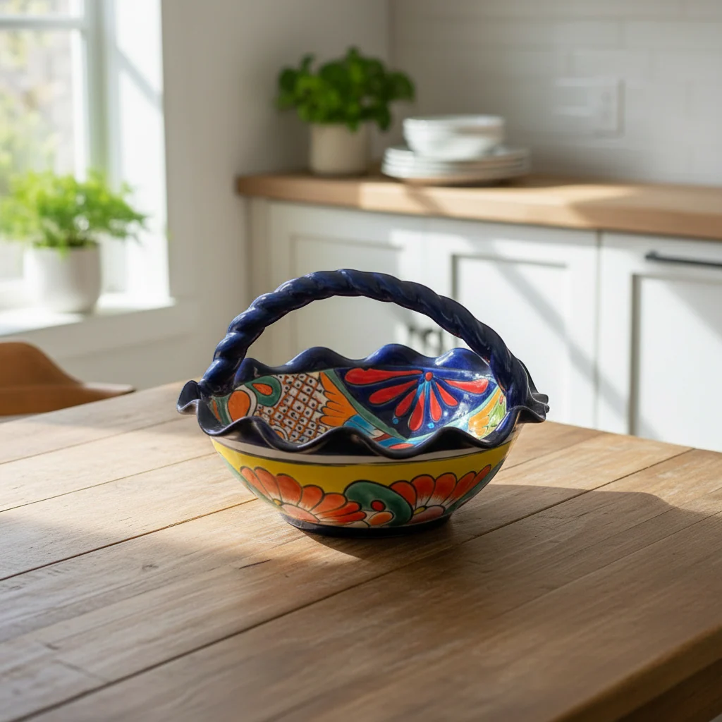 Talavera Fruit Basket | Colorful Hand-Painted Centerpiece - Image 3