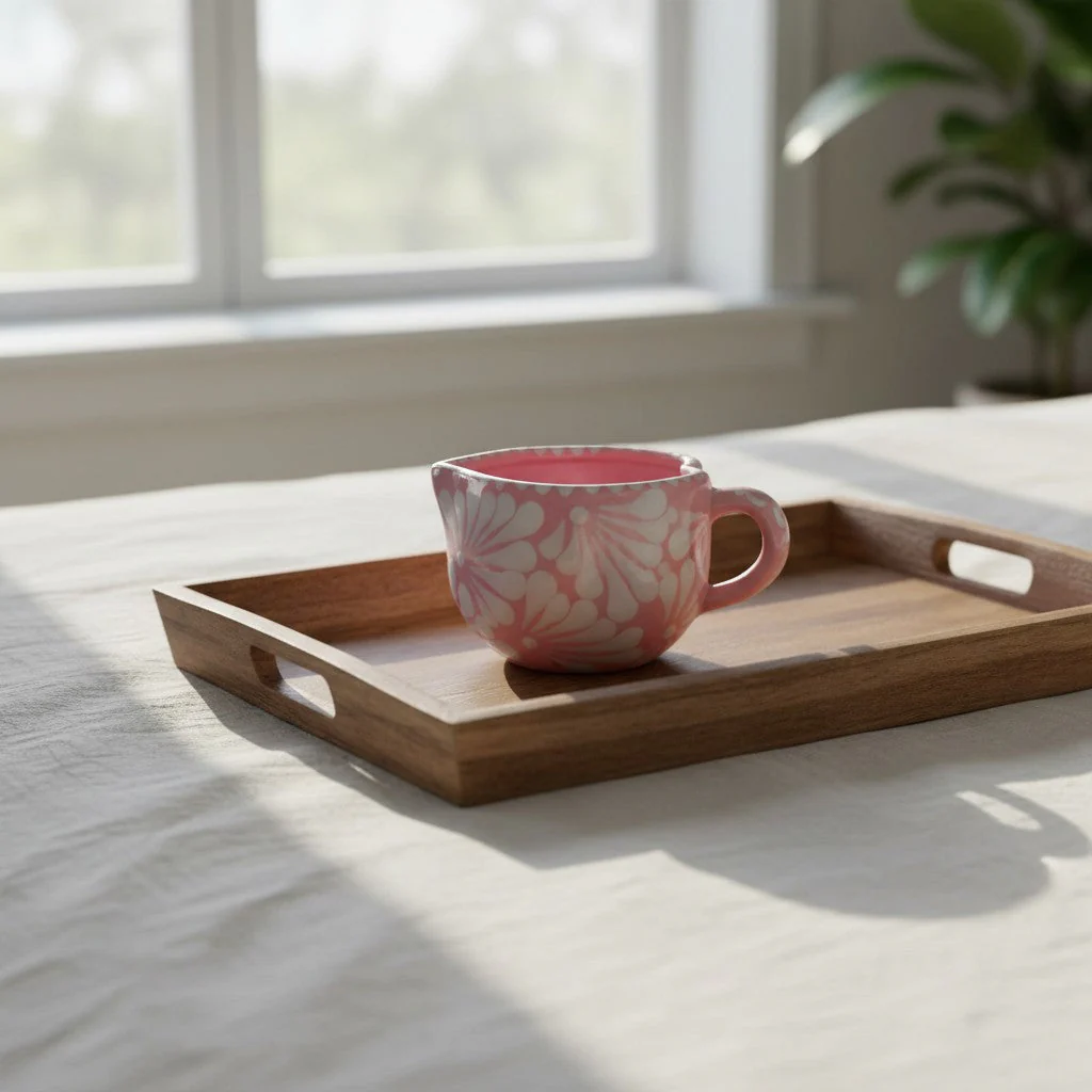 Talavera Heart Mug | Hand-Painted Pink Mexican Coffee Cup - Image 5