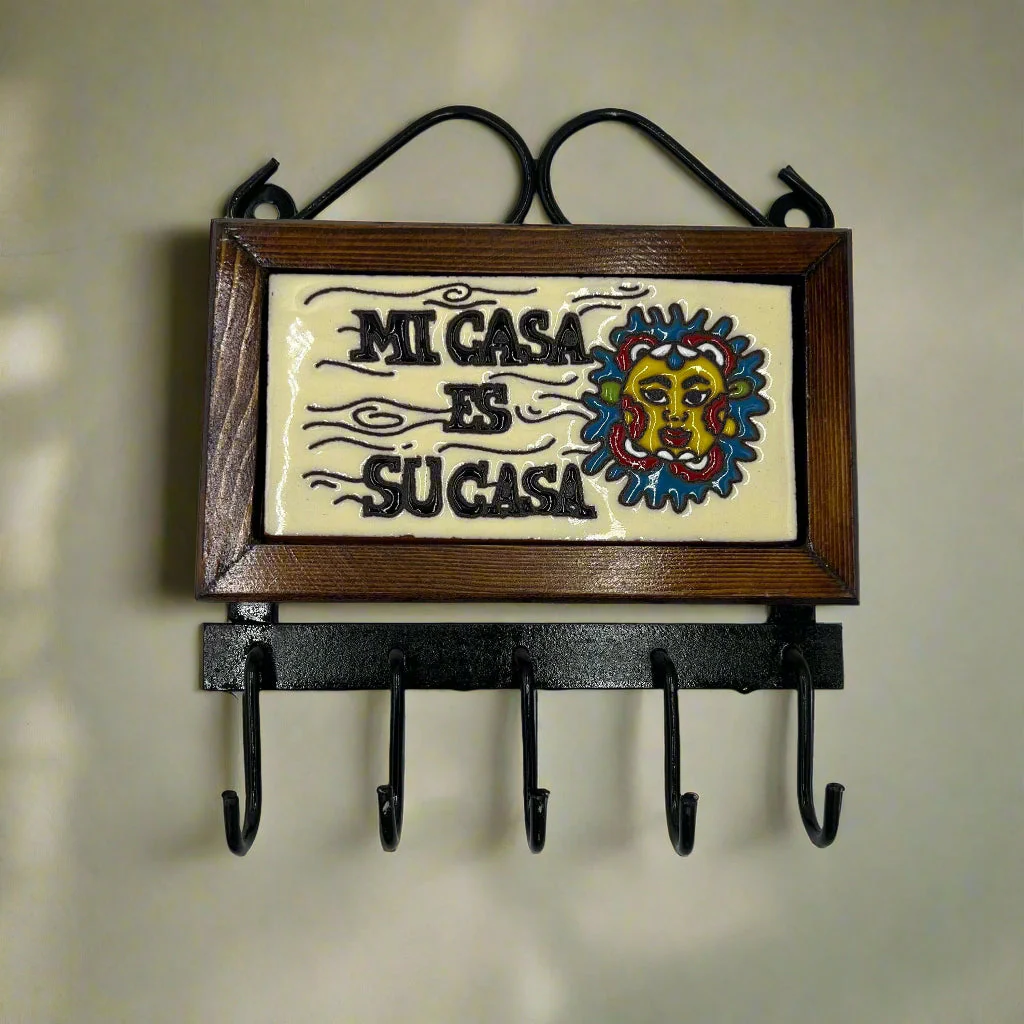 Talavera Key Holder | Handmade Mexican Wall Hook - Image 3