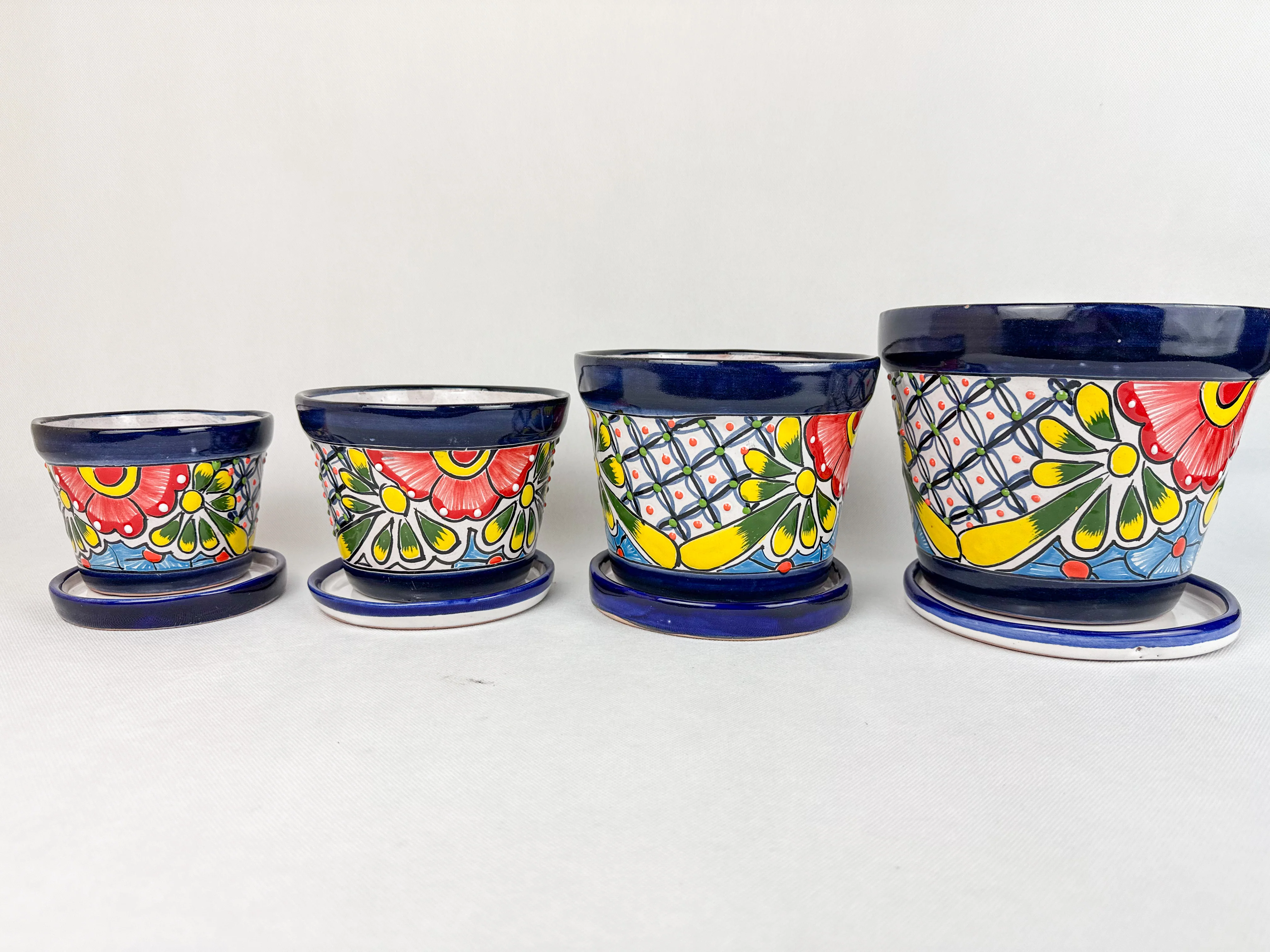 Talavera Planter Flower Pot With Saucer - Maceta