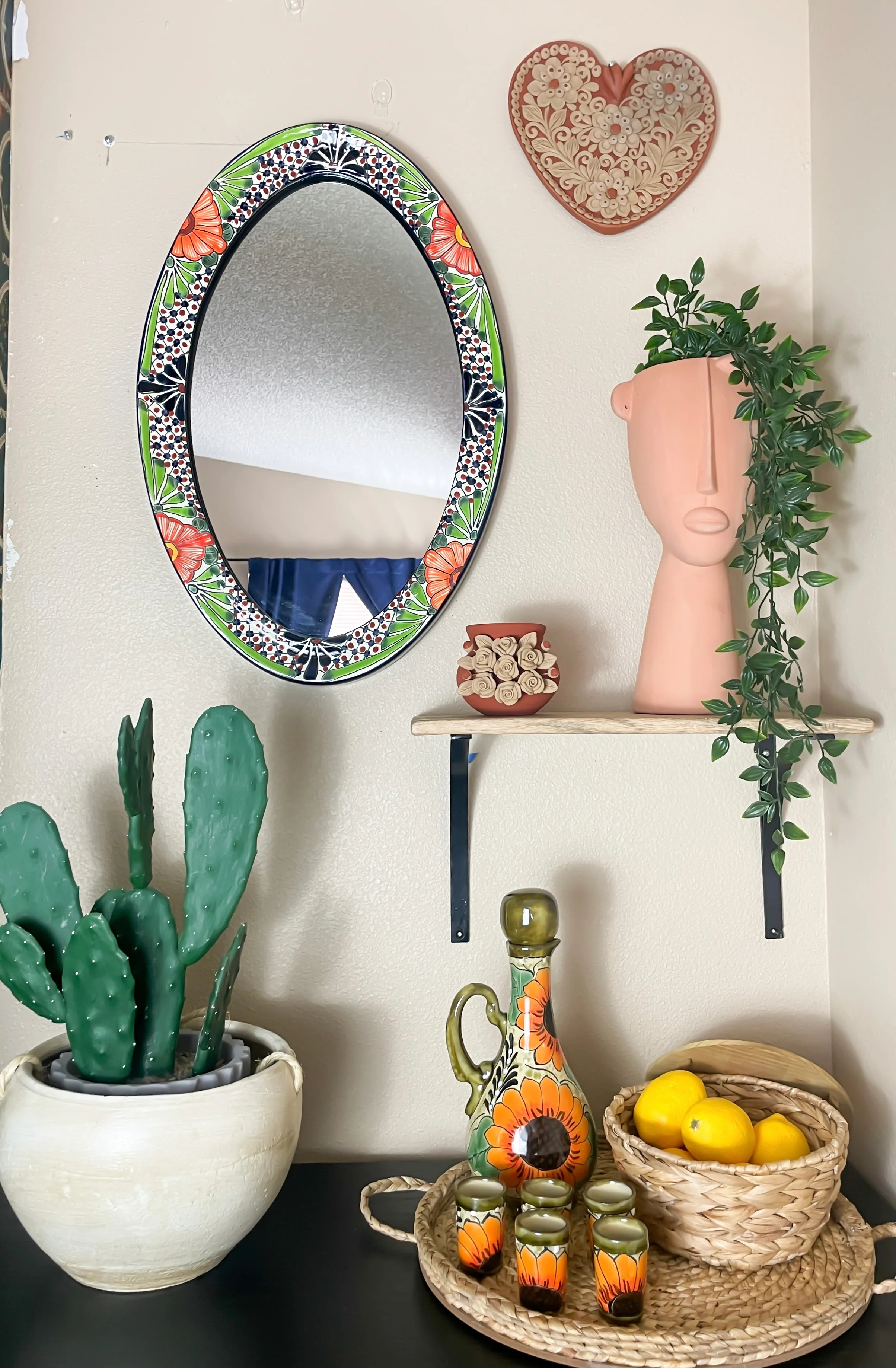 Talavera Mexican Mirror Oval Mirror 25 Inches Wall Decor Mexican Espejo Talavera - Image 6