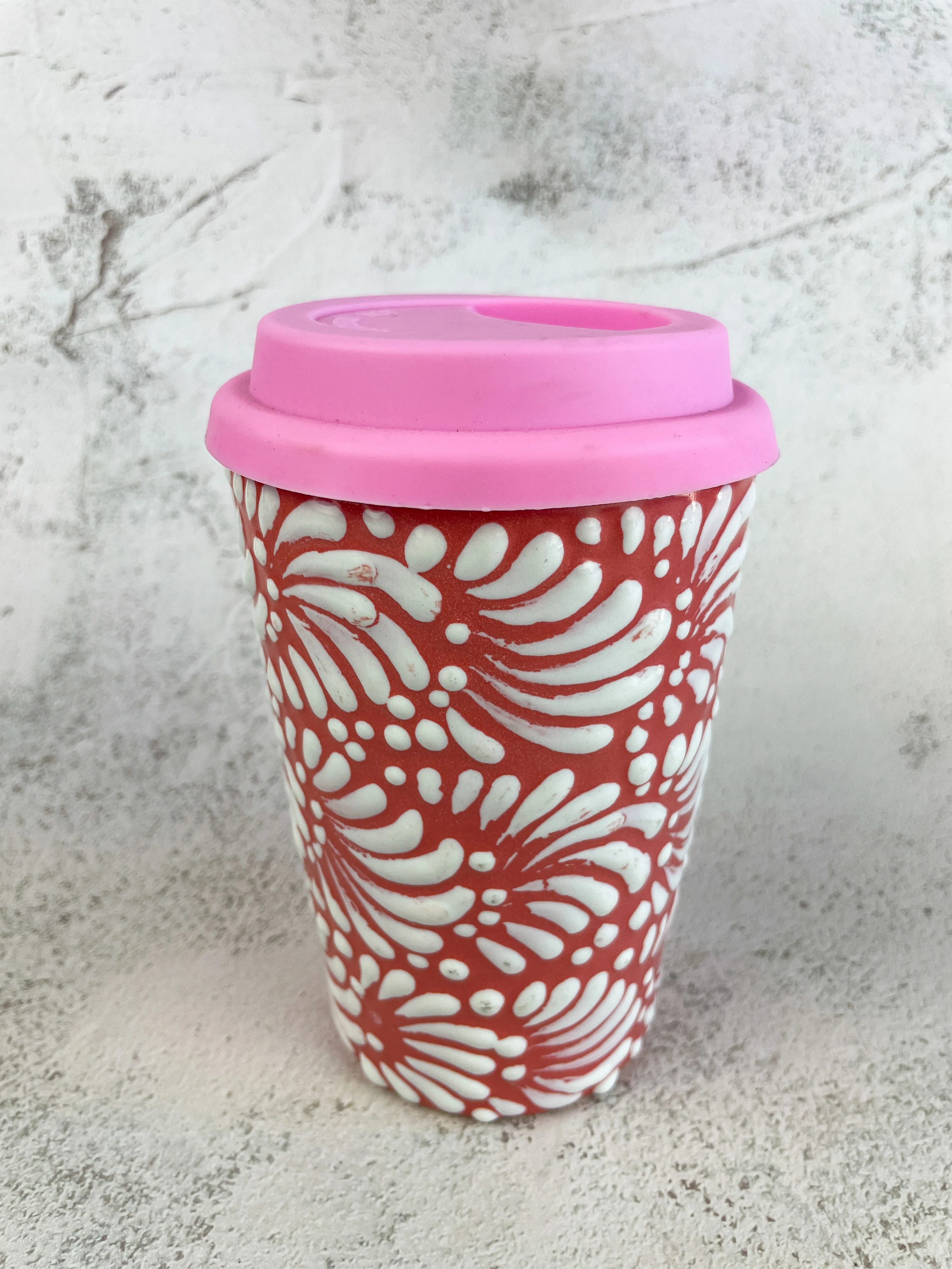 Talavera Coffee Tumbler With Lid - Termo Para Cafe