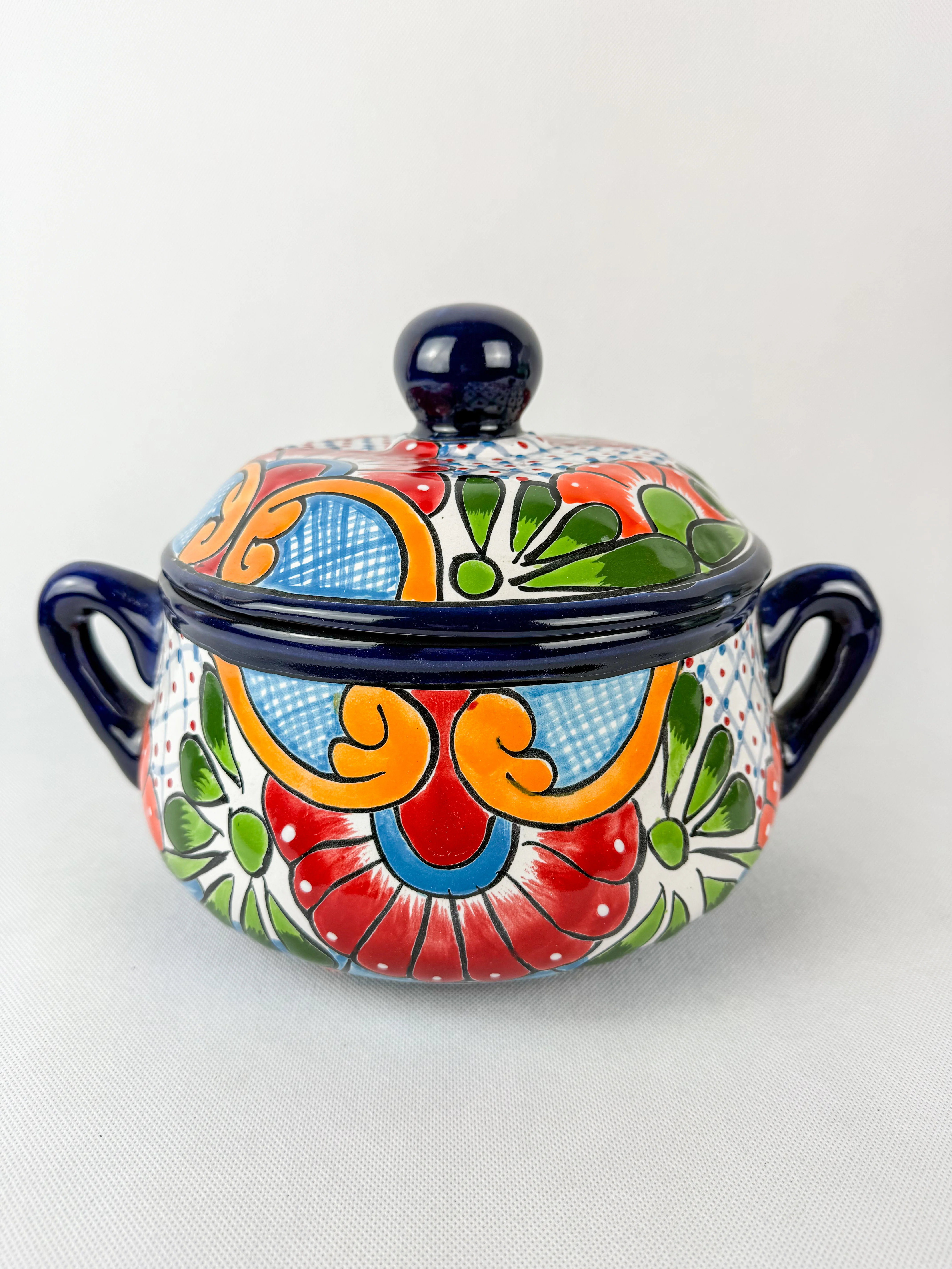 Talavera Pot Cazuela Sopera Talavera Pottery Mexican Clay Pot Colorful