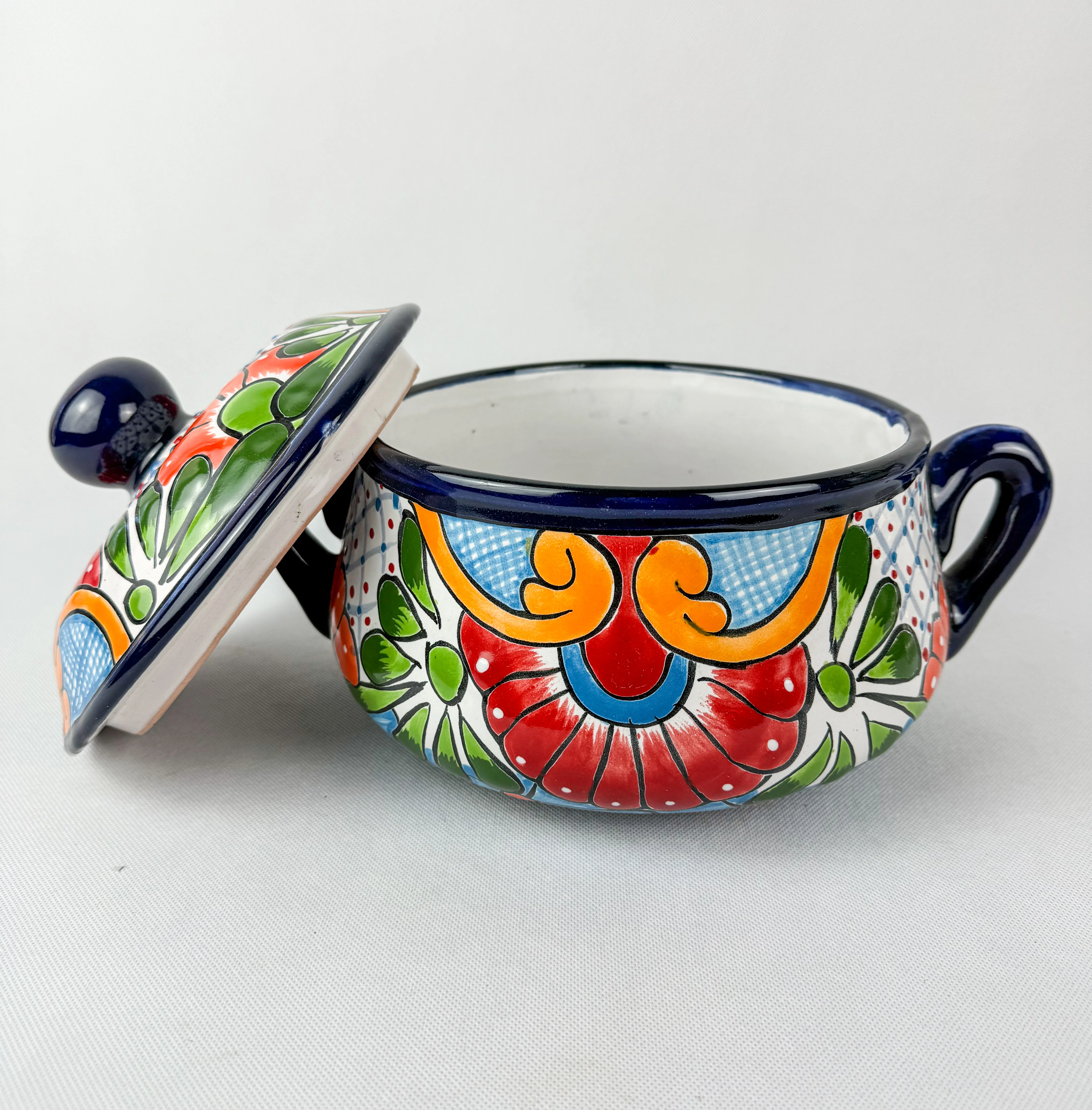 Talavera Pot Cazuela Sopera Talavera Pottery Mexican Clay Pot Colorful - Image 2