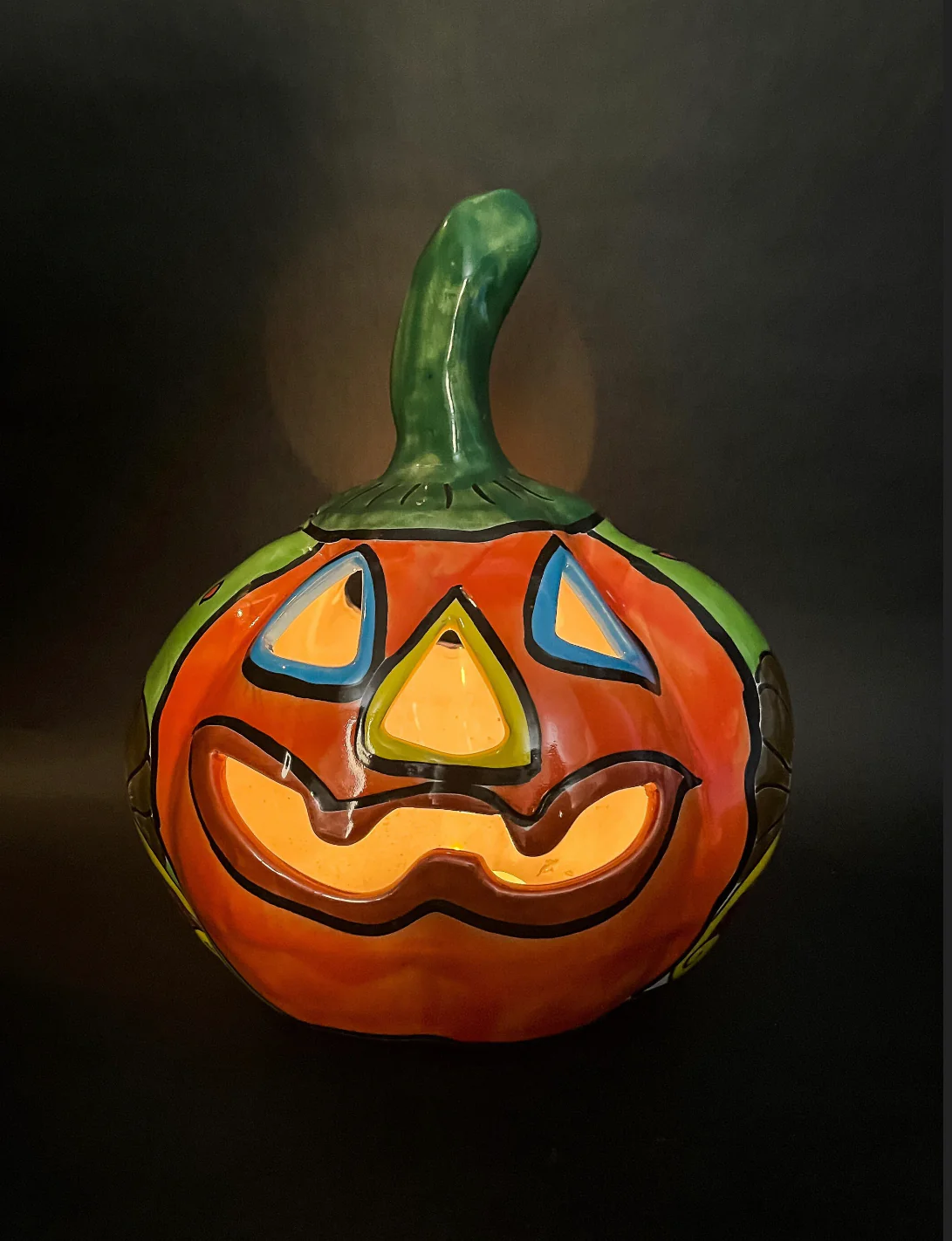Talavera Pumpkin Candle Holder - Calabaza Talavera - Image 5