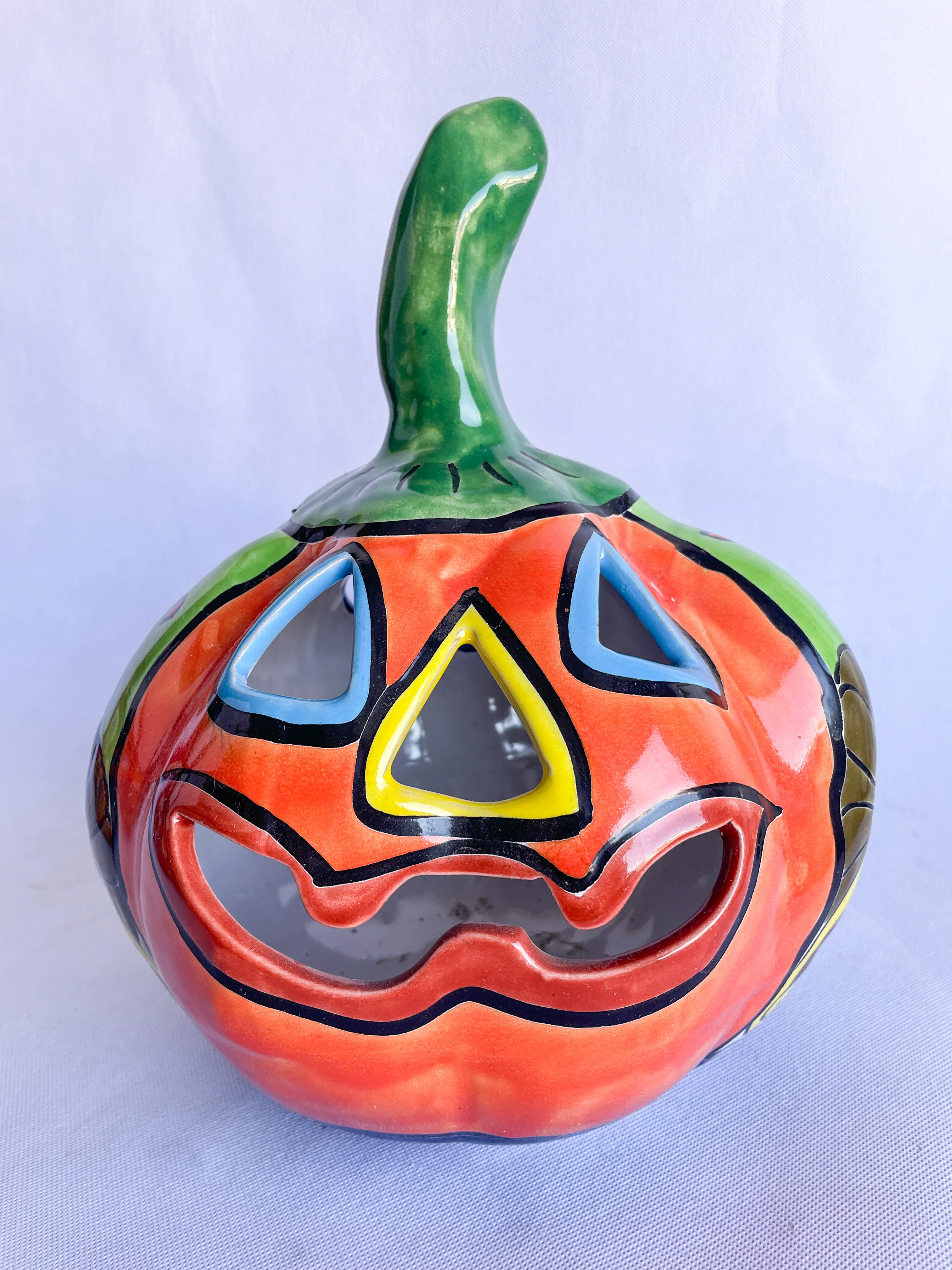 Talavera Pumpkin Candle Holder - Calabaza Talavera - Image 6