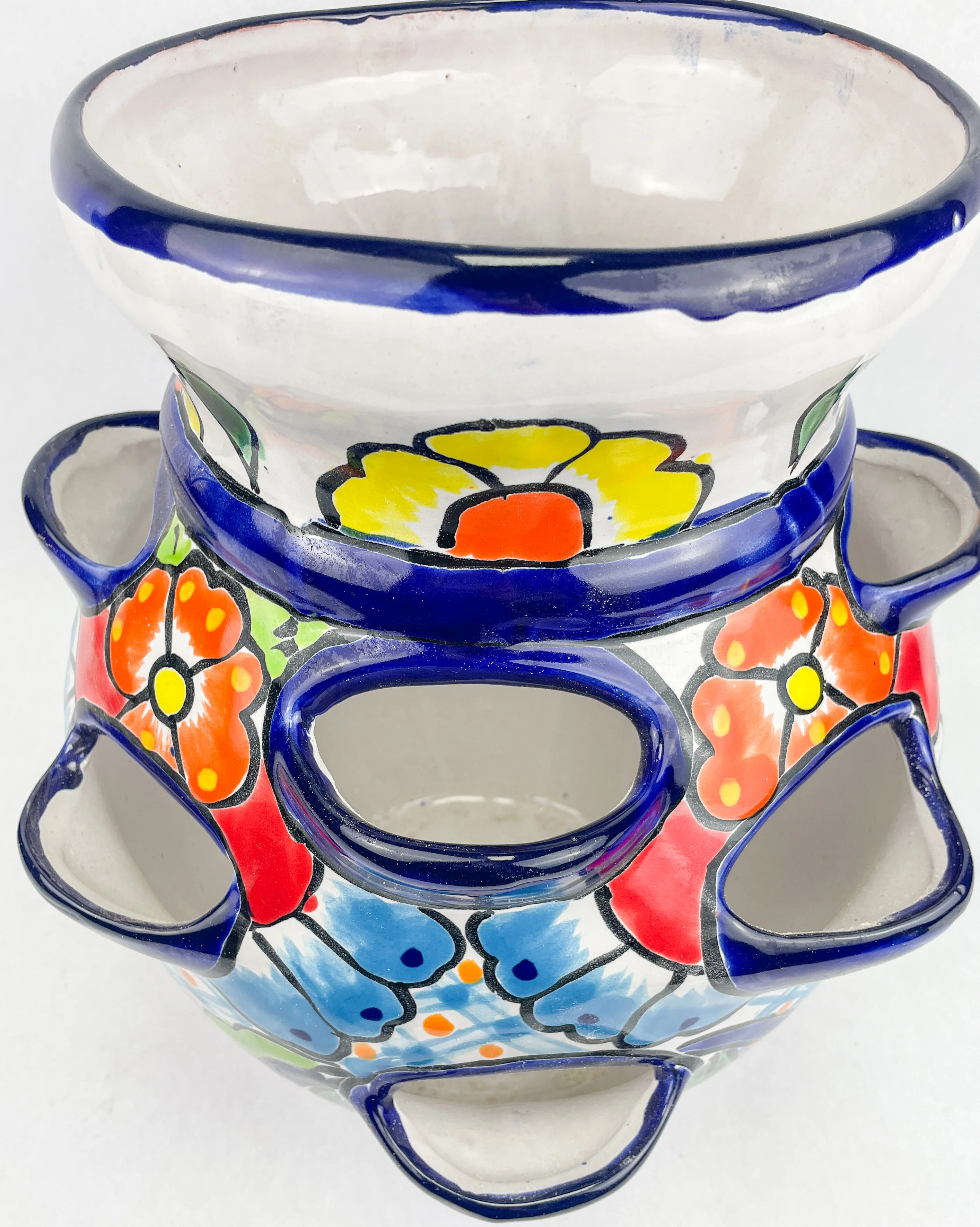 Talavera Strawberry Pot 13 In Large Talavera Flower Pot 10-Pocket - Image 4