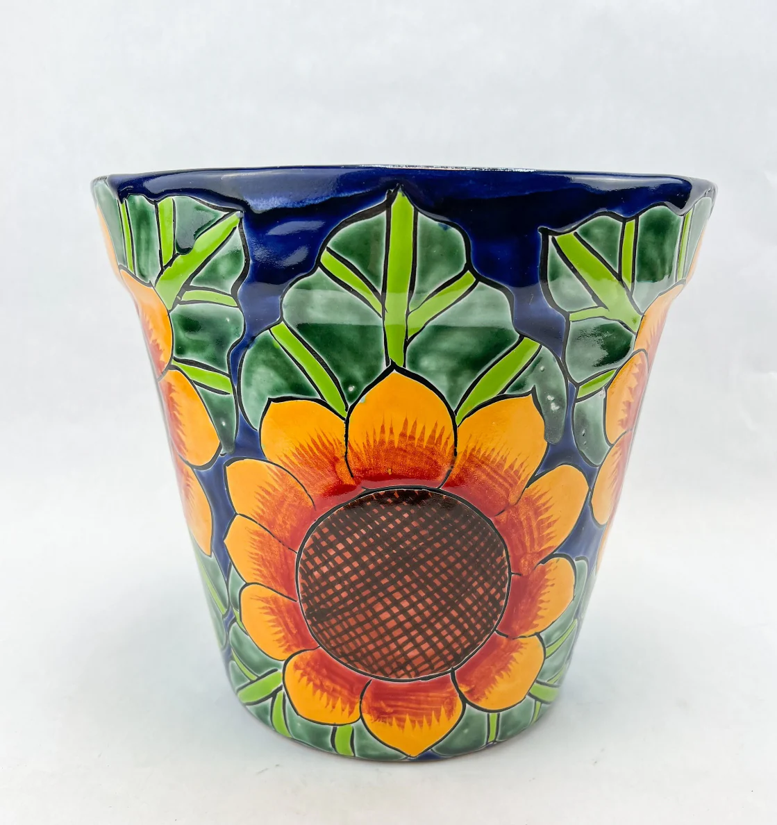 Talavera Sunflower Pot 10 Inches Planter Mexican Pottery Flower Pots Flower Pots From Mexico Mexican Talavera Flower Pots - Image 2