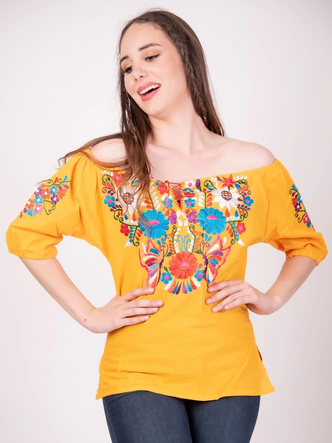 Tecali Embroidered Yellow Top - Image 2