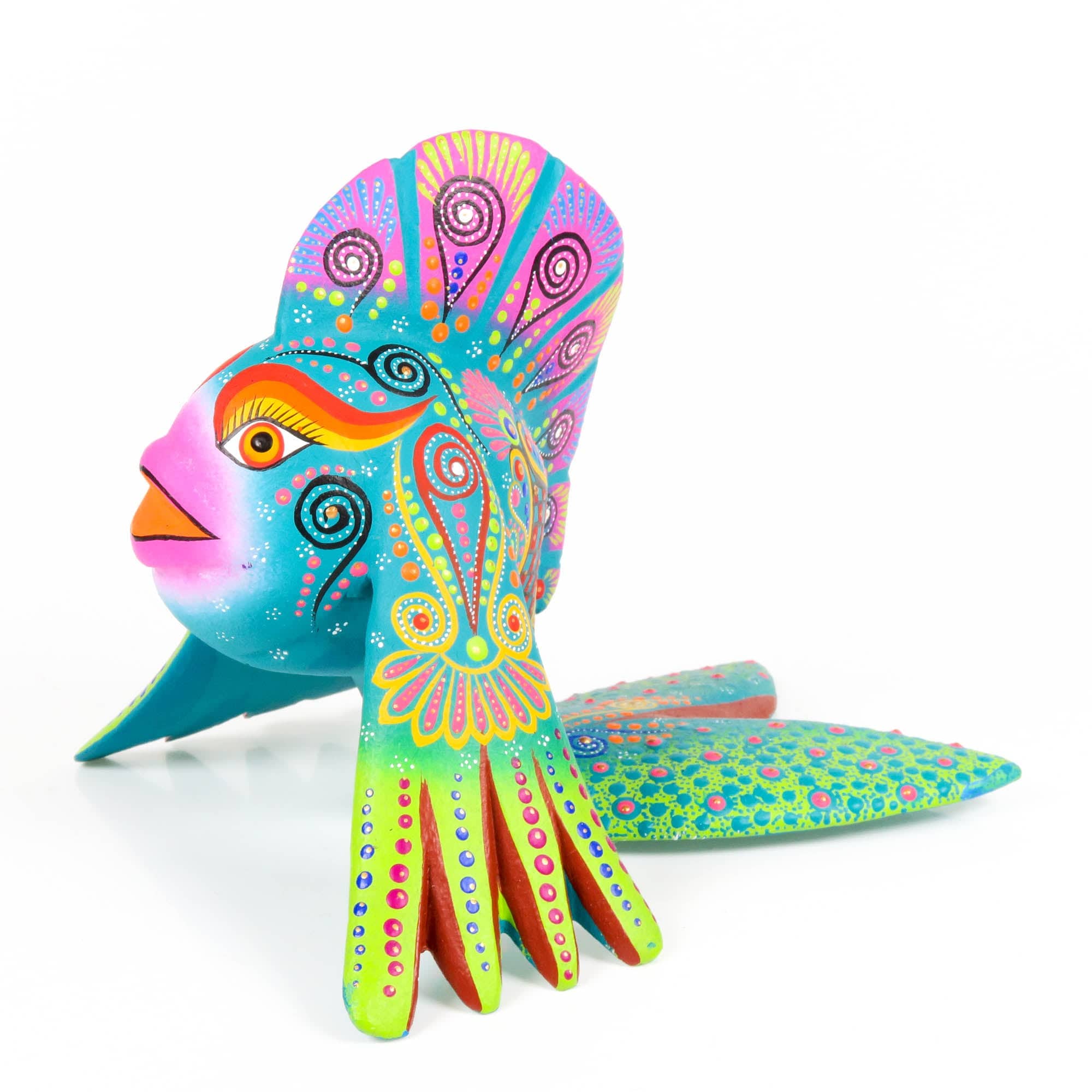 Turquoise Fish - Oaxacan Alebrije Wood Carving - Image 3