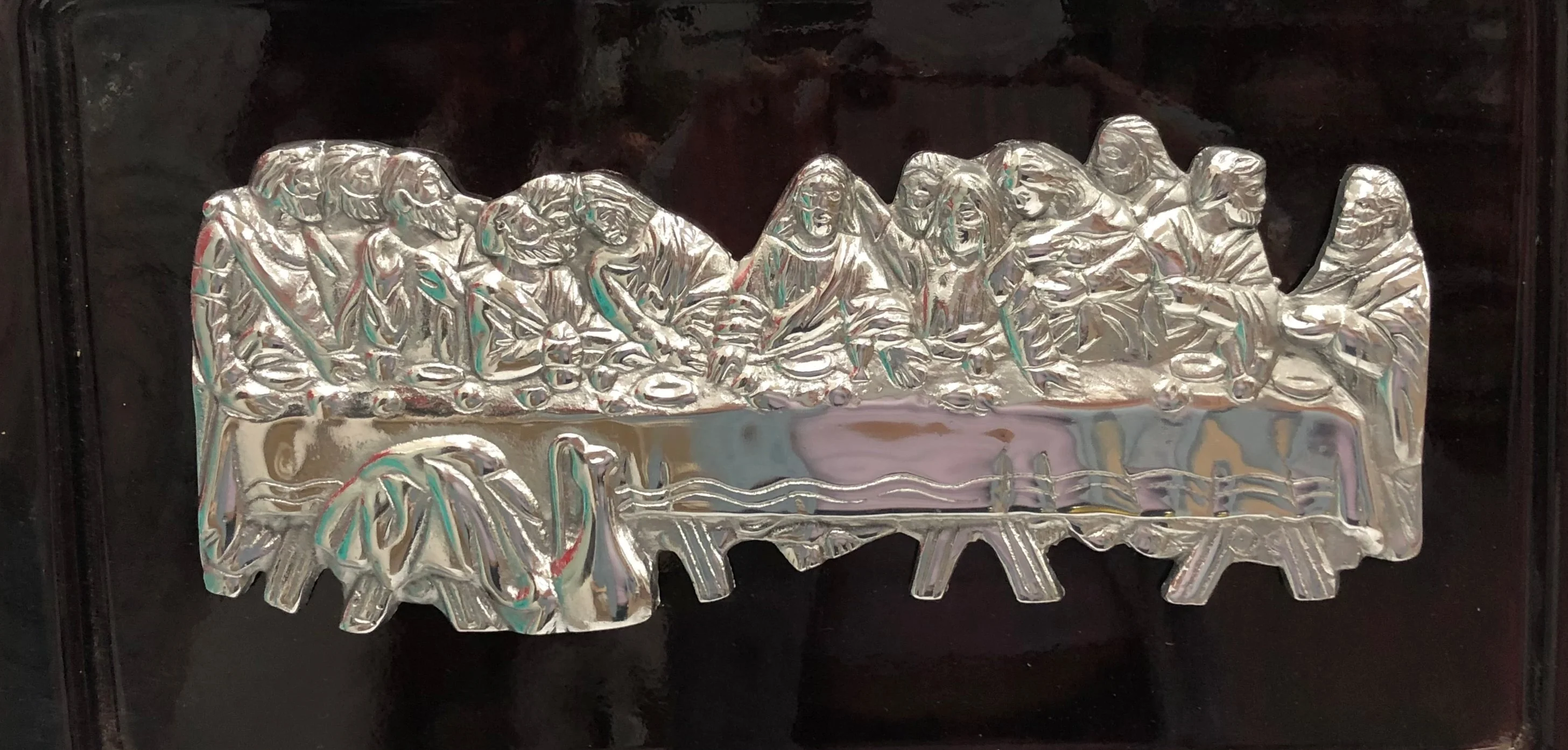 Wooden Last Supper Wall Decor Pewter 3D Wall Frame Ultima Cena - Image 4