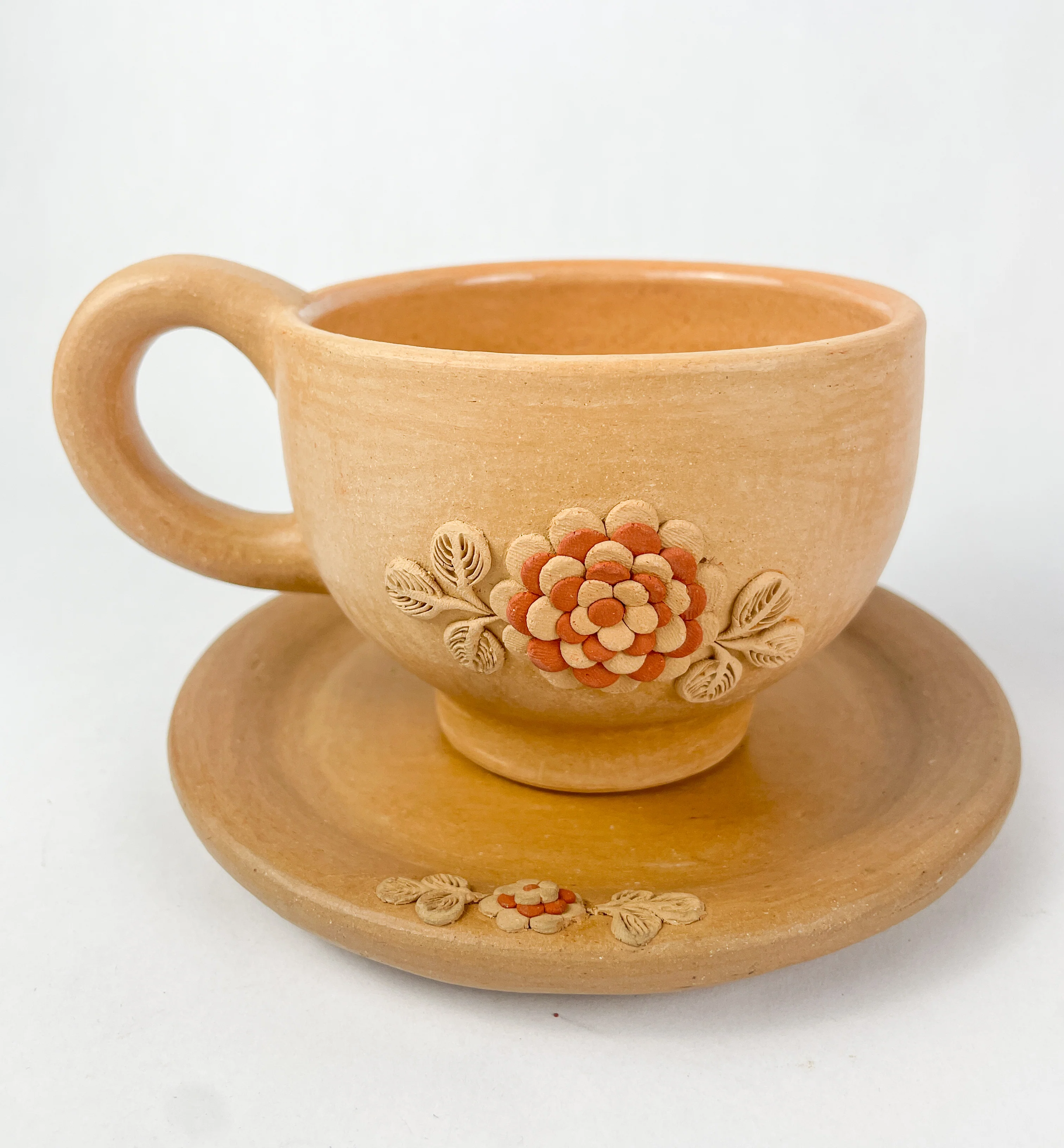 Velasco Oaxaca Red Clay Mug With Plate - Taza Con Plato Barro - Image 6