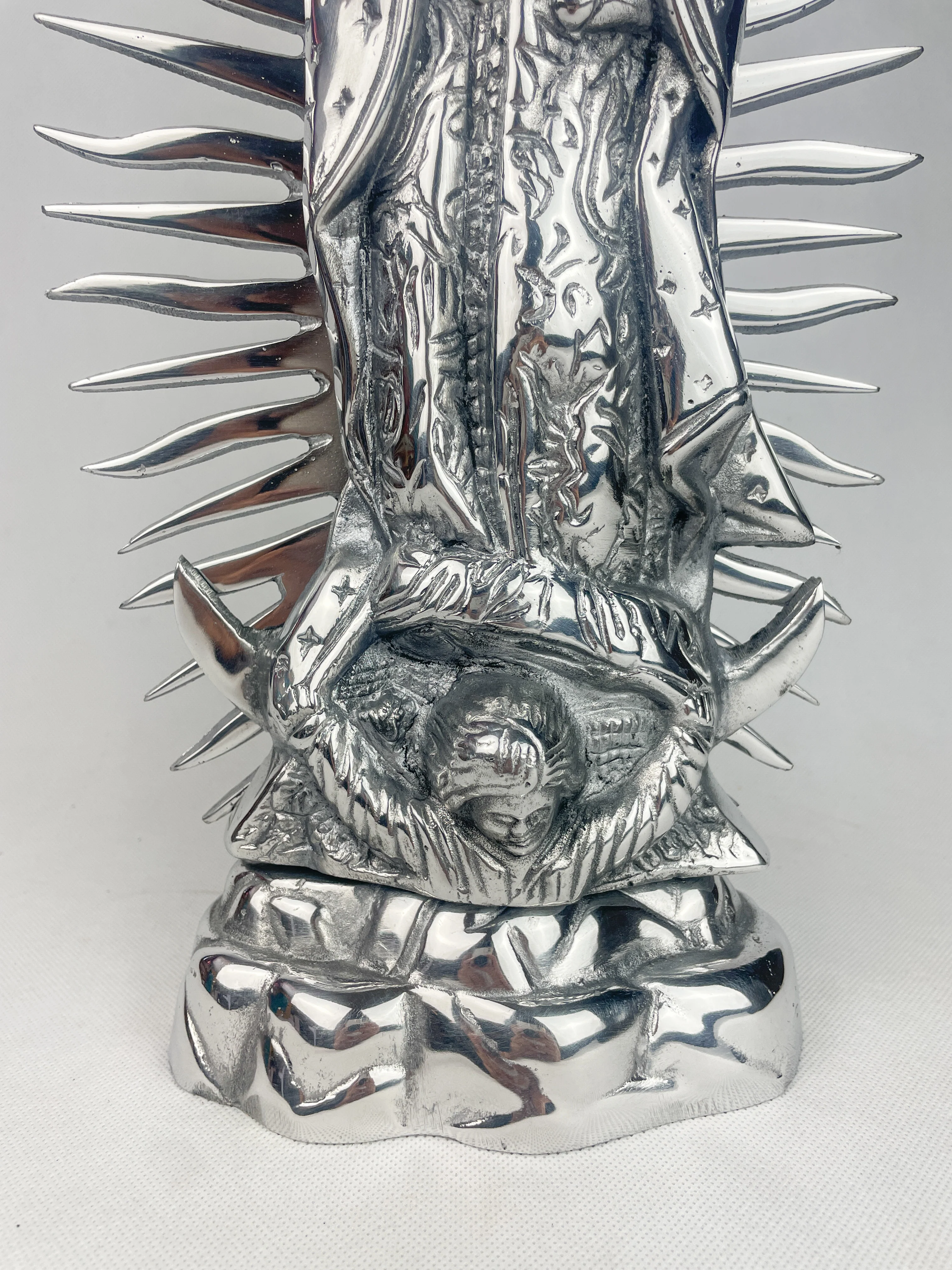 Virgen de Guadalupe 17" Lady of Guadalupe Statue Pewter - Image 3