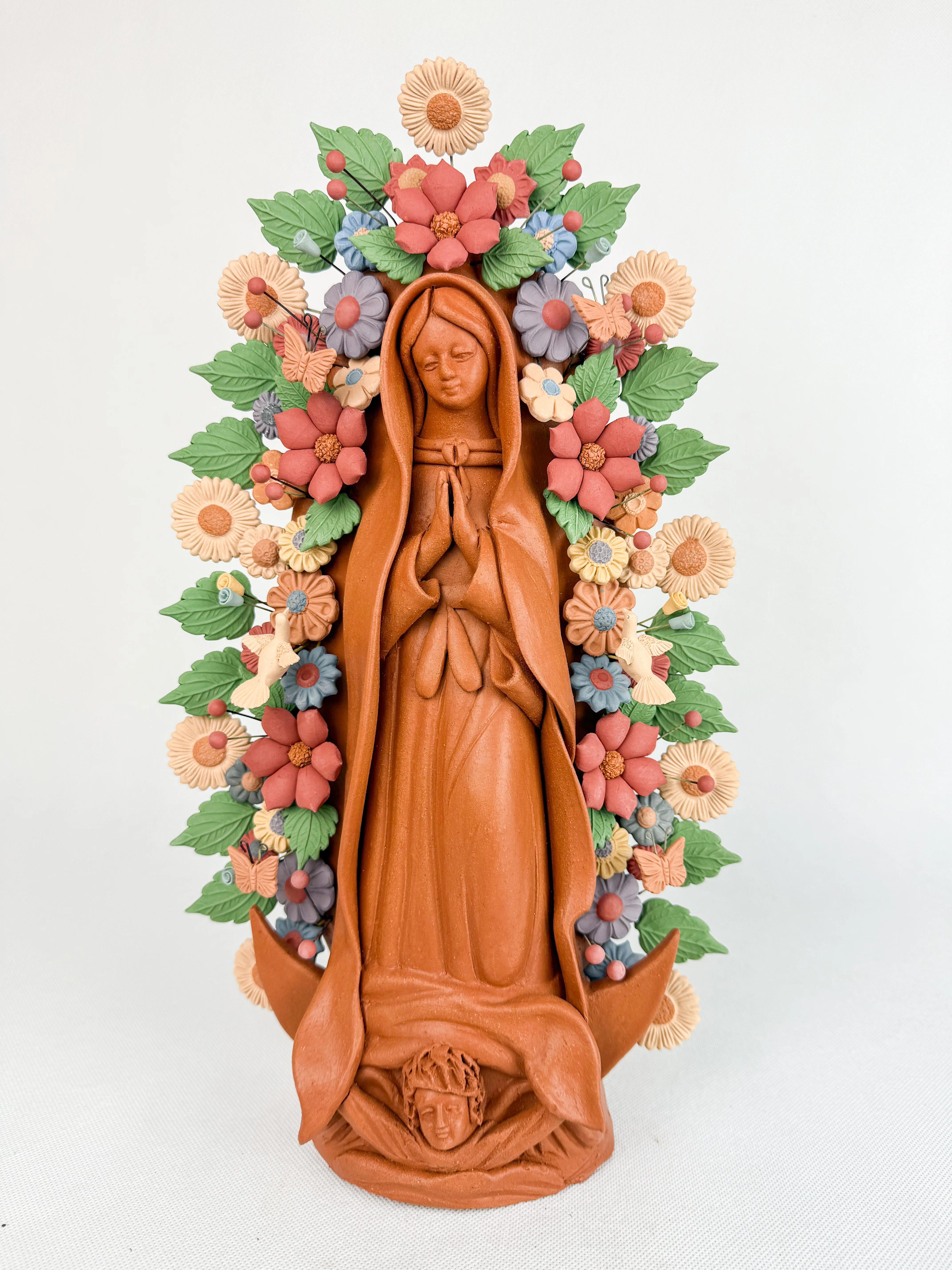 Virgen Guadalupe de Barro Pastillaje Metepec Clay Virgin - Image 10