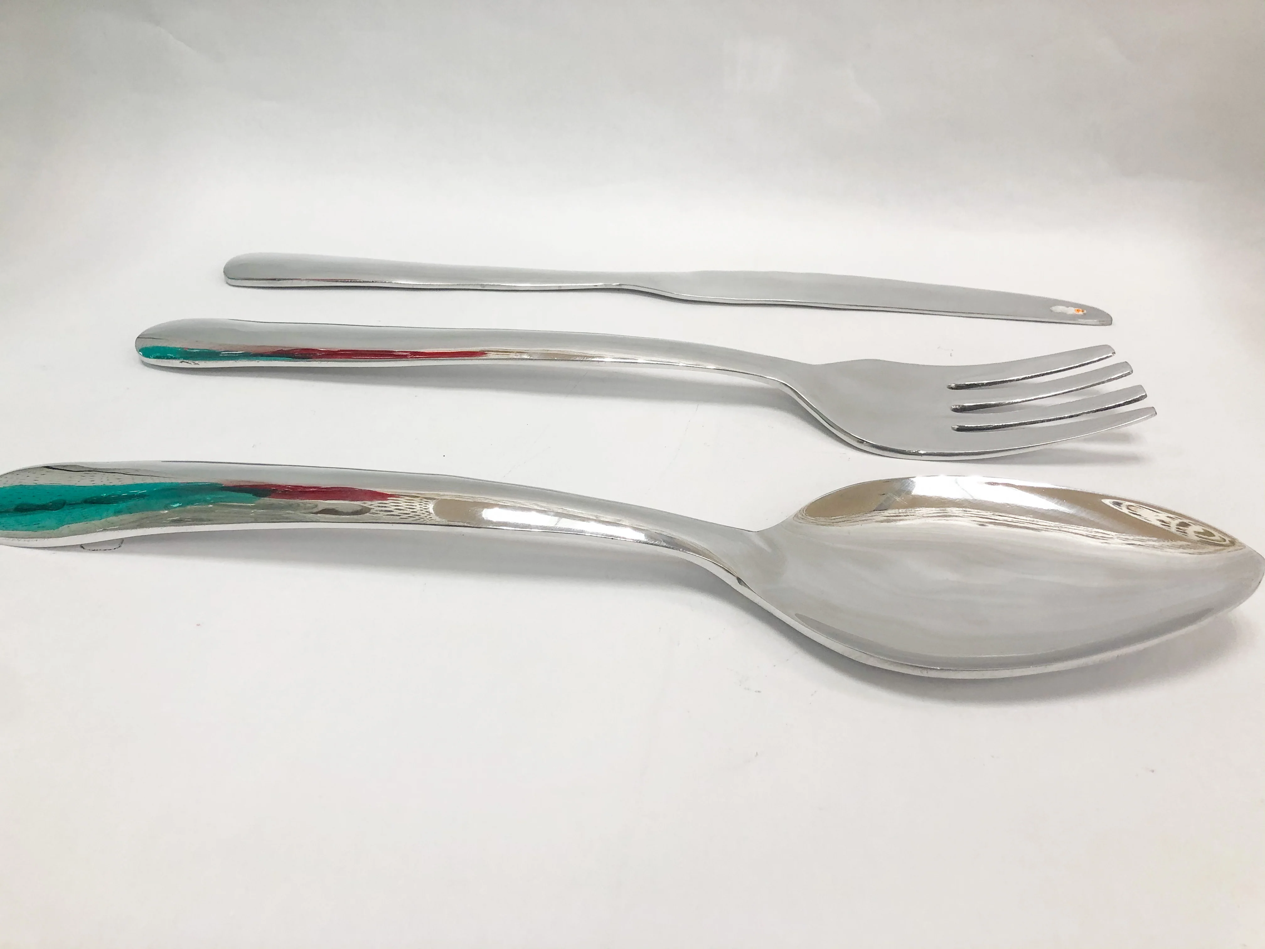 Giant Fork And Spoon Wall Decor 22 Inch Oversized Silver Wall Utensils - Image 3